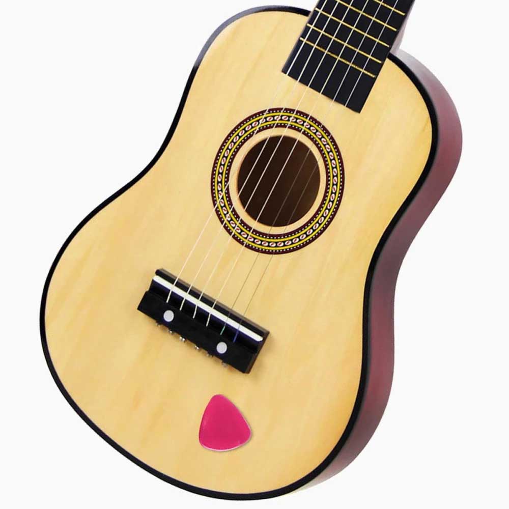 Detail: Kopfplatte der Kindergitarre mit Wirbeln und Nylon-Saiten