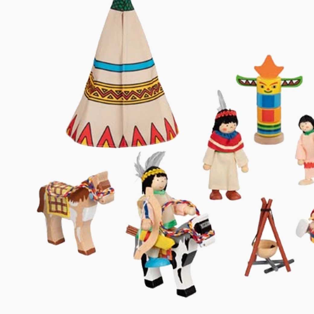 Biegepuppen Ureinwohner Nordamerikas mit Tipi und Zubehör in Hauptansicht