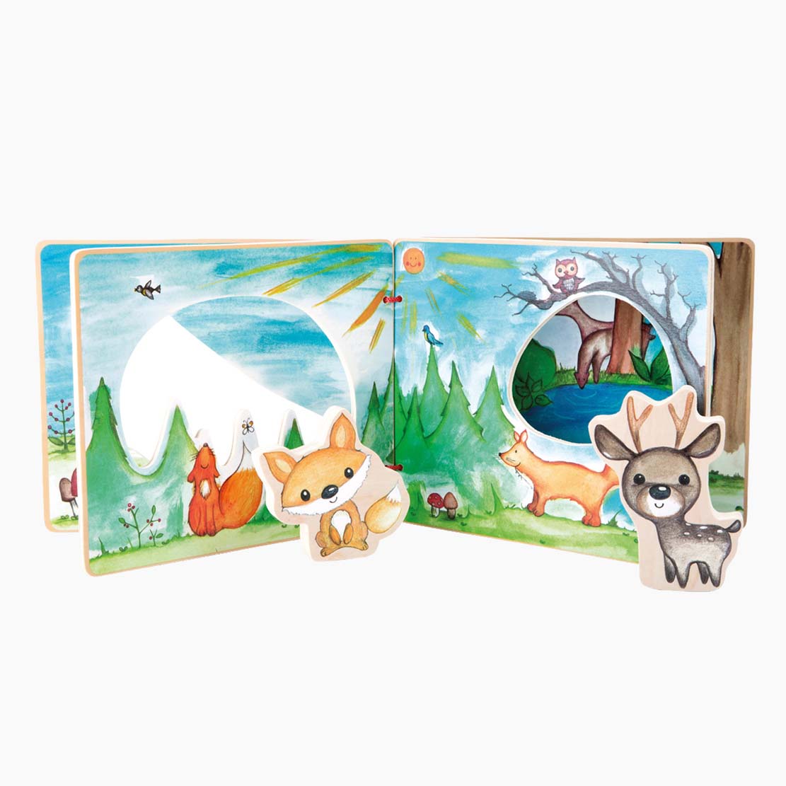 Spielszene: Interaktives Holz-Bilderbuch „Waldlandschaft“ – Natur erleben & entdecken