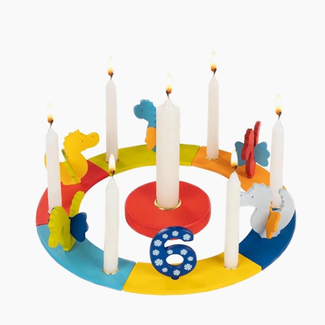 Geburtstagskranz Drachen von goki mit Kerzenplätzen und Drachenfiguren
