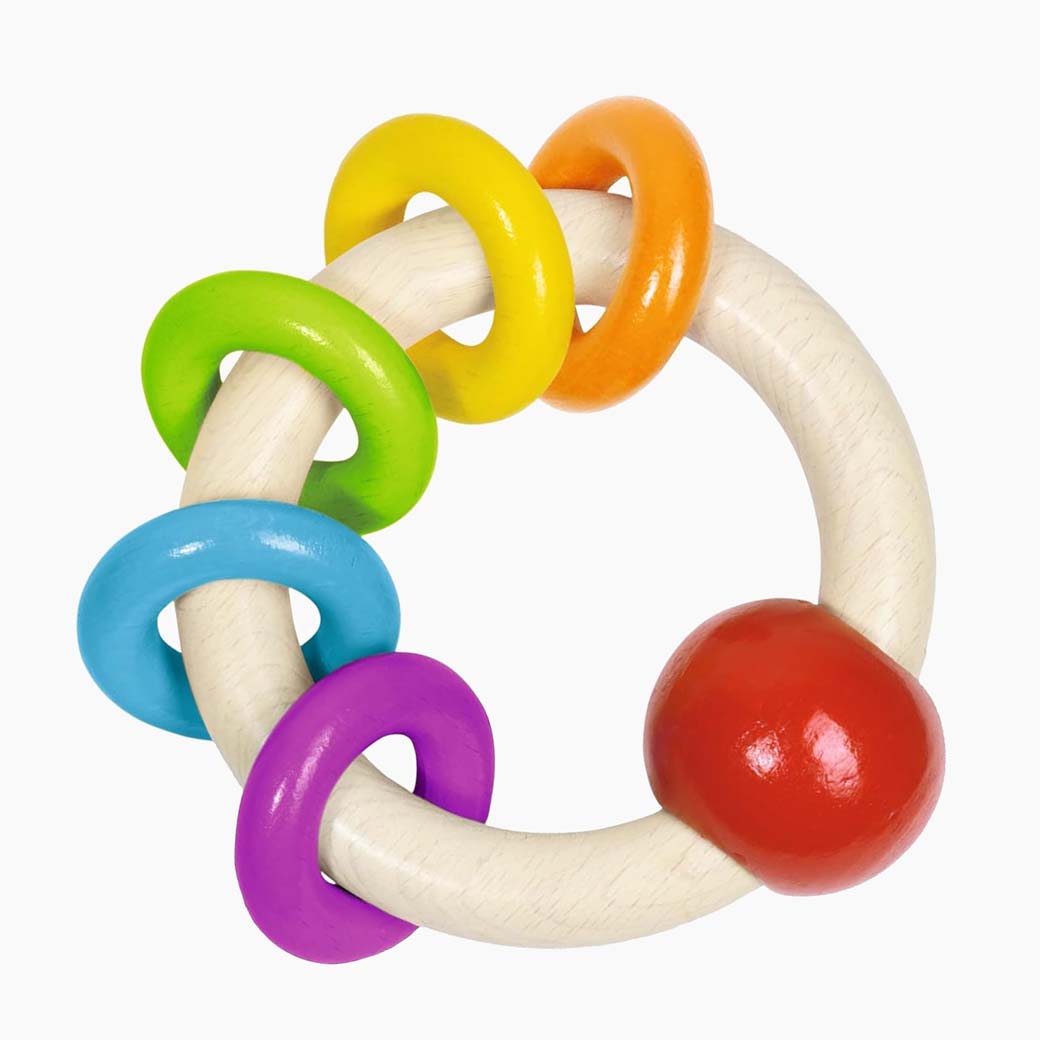 Greifling 5 Regenbogenringe – Babyspielzeug für Zuhause und unterwegs