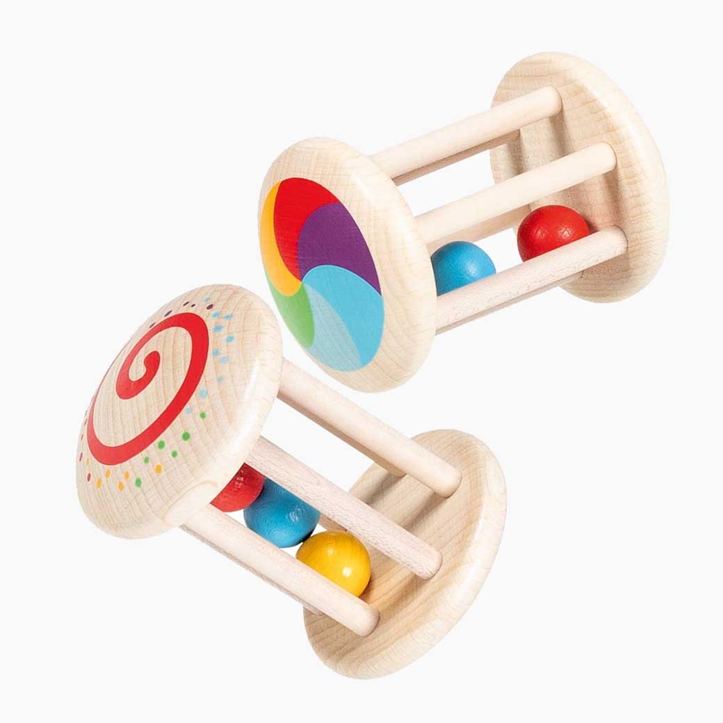 Greifling Käfigrassel Regenbogen – goki Babyspielzeug aus Holz ab 1 Monat