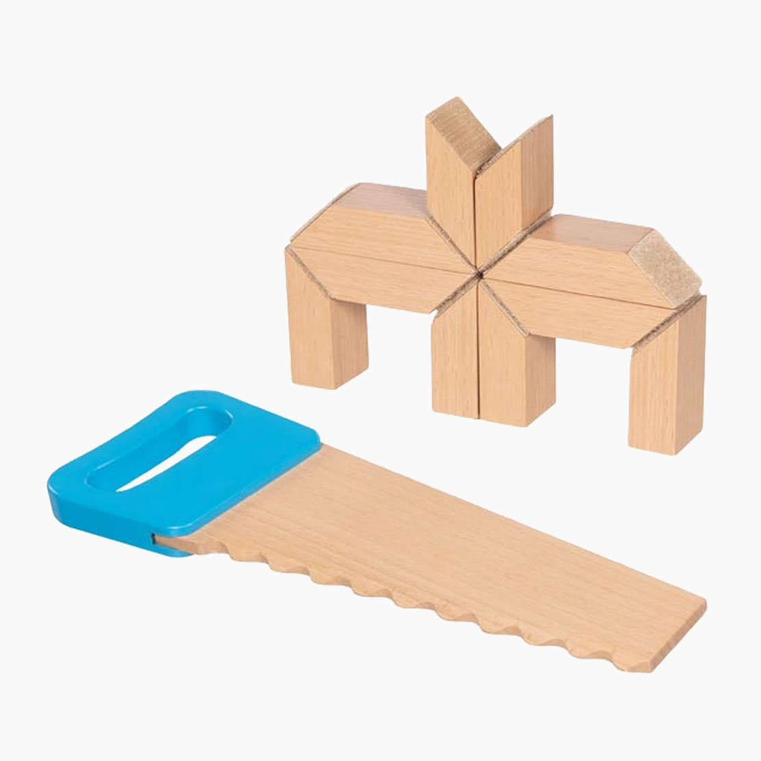 Holzbausteine mit Klettverbindungen & Säge – Setansicht
