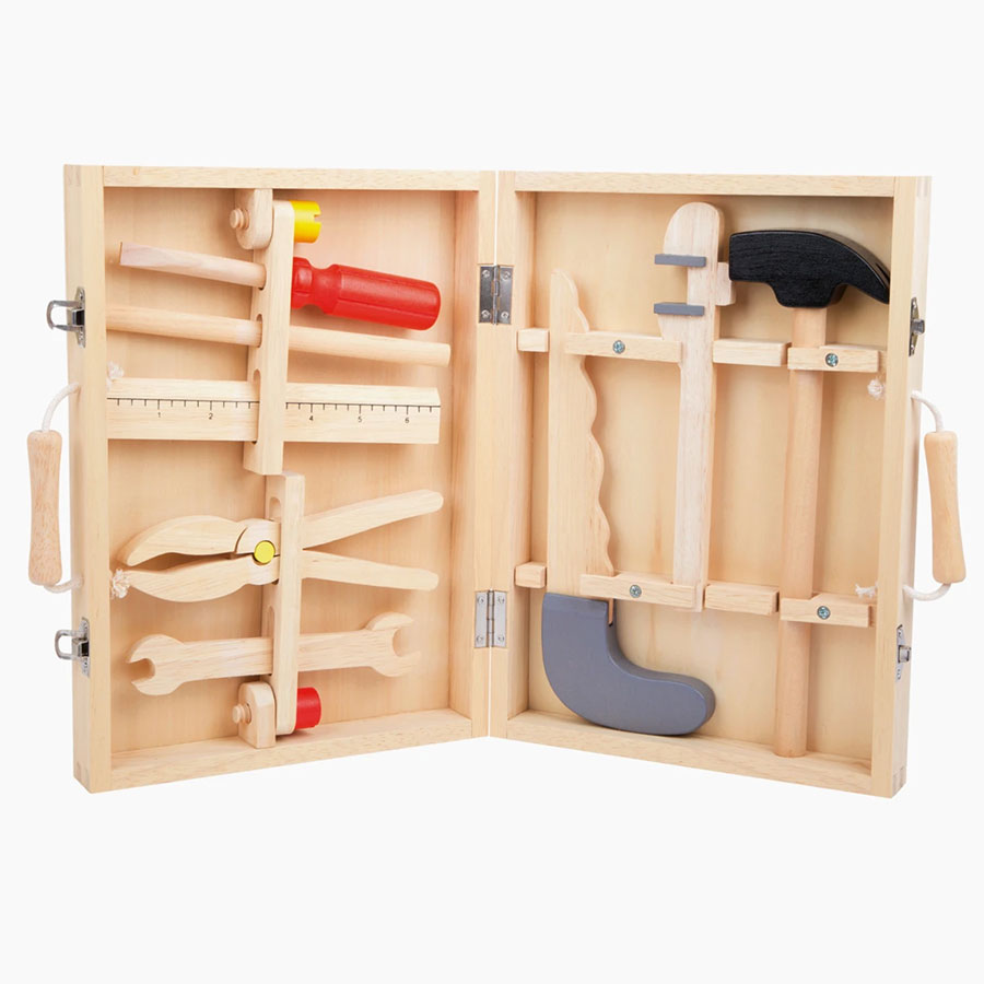 Kinder Werkbank Werkzeugkoffer Holz Holzspielzeug