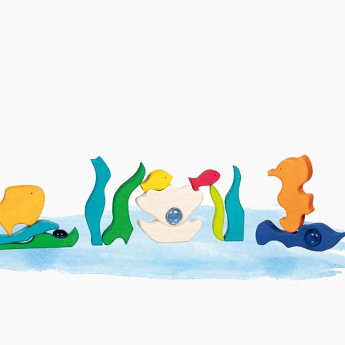 Landschaftspuzzle Meeresleuchten – 28 Holzteile mit 4 Glitzersteinen