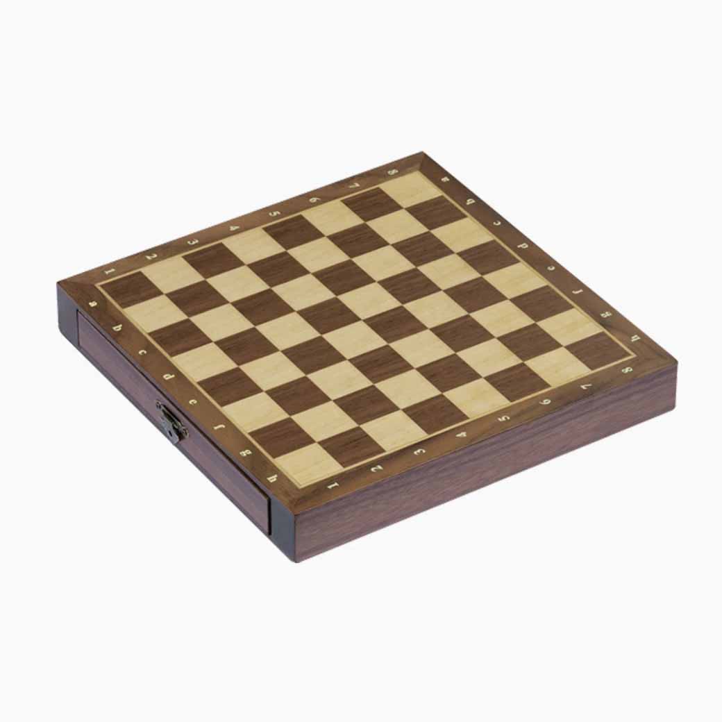 Magnetisches Schachspiel mit Schubladen aus Holz mit geordnetem Figurenfach
