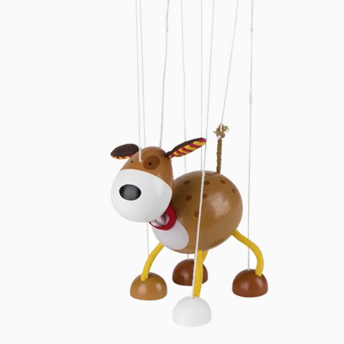 Marionette Hund – Seitenansicht im Einsatz: Figur auf der Bühne