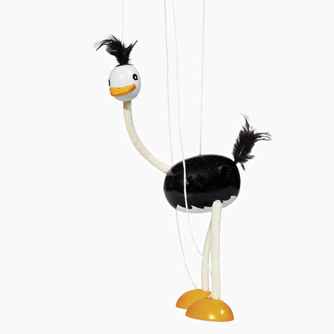 Marionette Strauß – große Holzmarionette mit langen Beinen für Puppentheater
