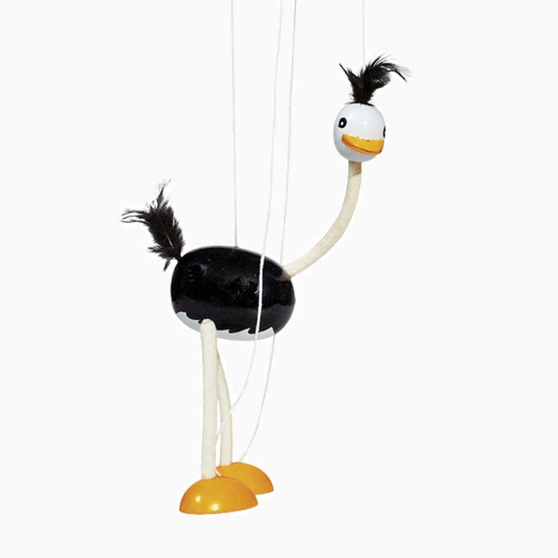 Marionette Strauß im Einsatz – große Holzmarionette für Theater und Rollenspiel ab 3 Jahren