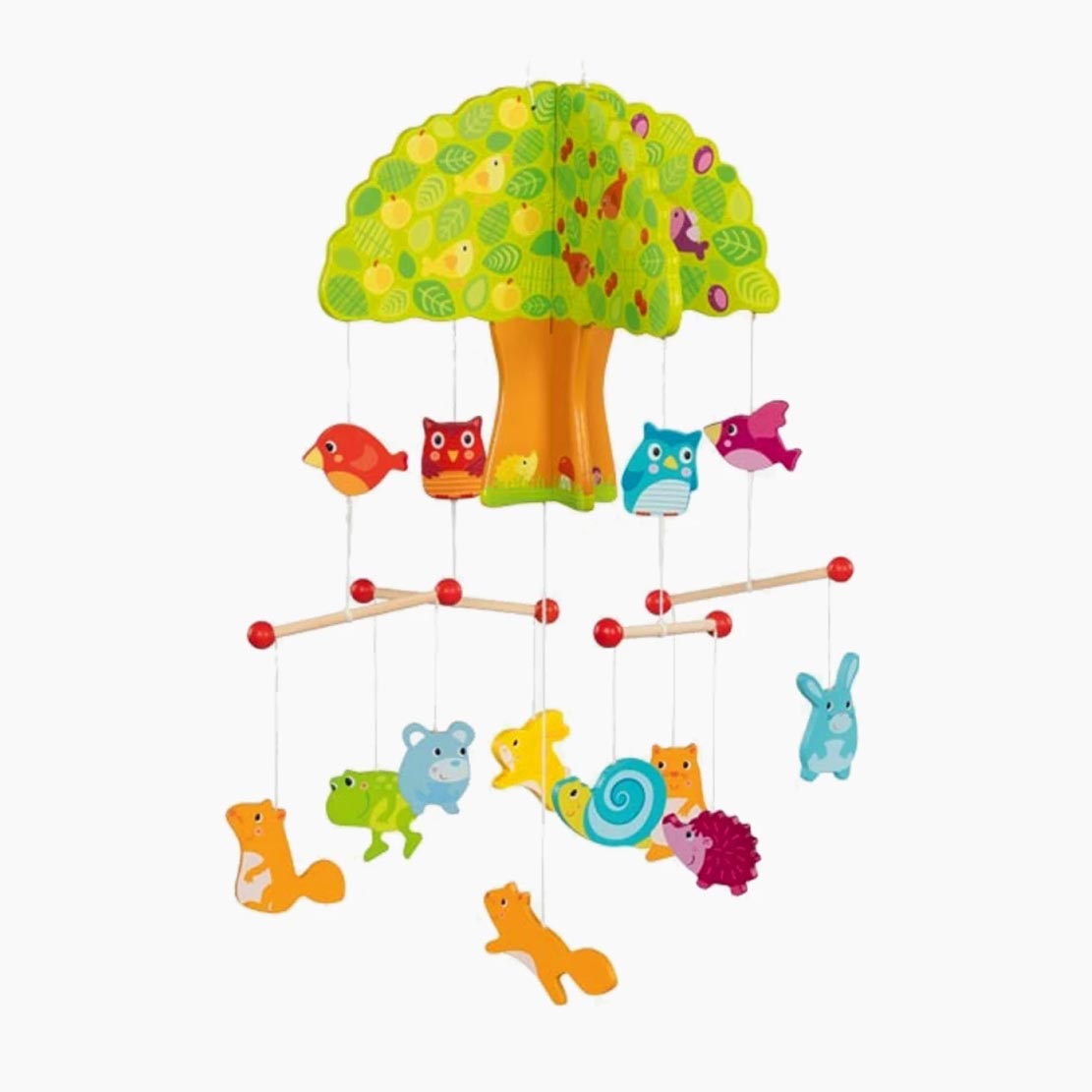 Mobile Baumhaus von goki – Baum mit Tierfiguren als Baby-Mobile