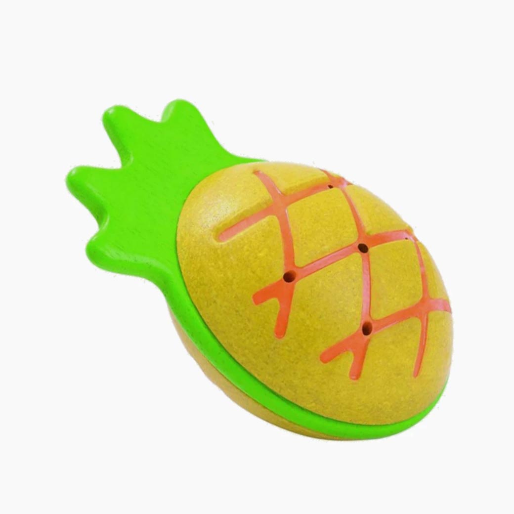PlanToys Ananas-Rassel – Holzspielzeug für musikalische Früherziehung, angenehm zu greifen