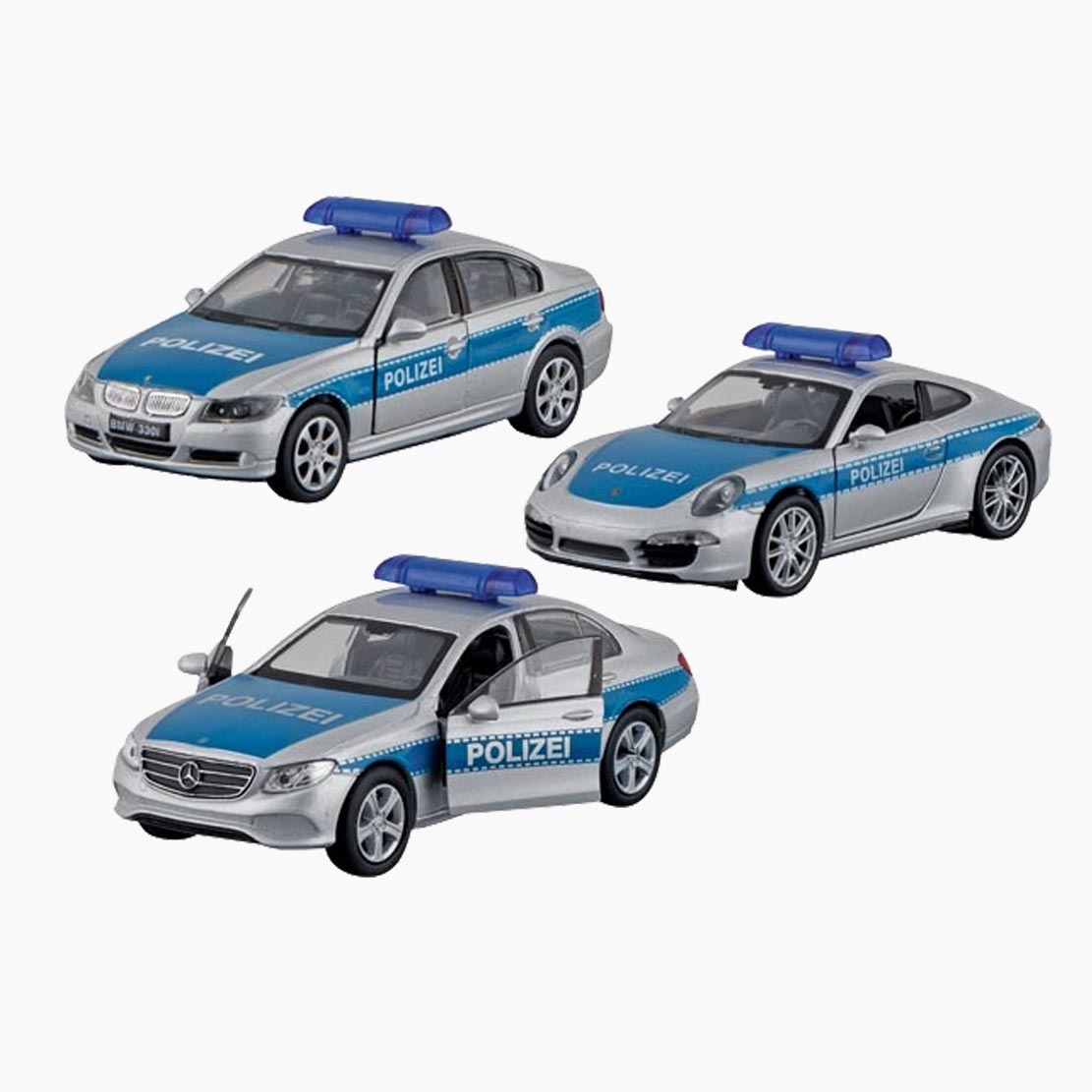 Polizei BMW – Frontaufnahme, detailreiches Die-Cast-Modell mit Rückzug