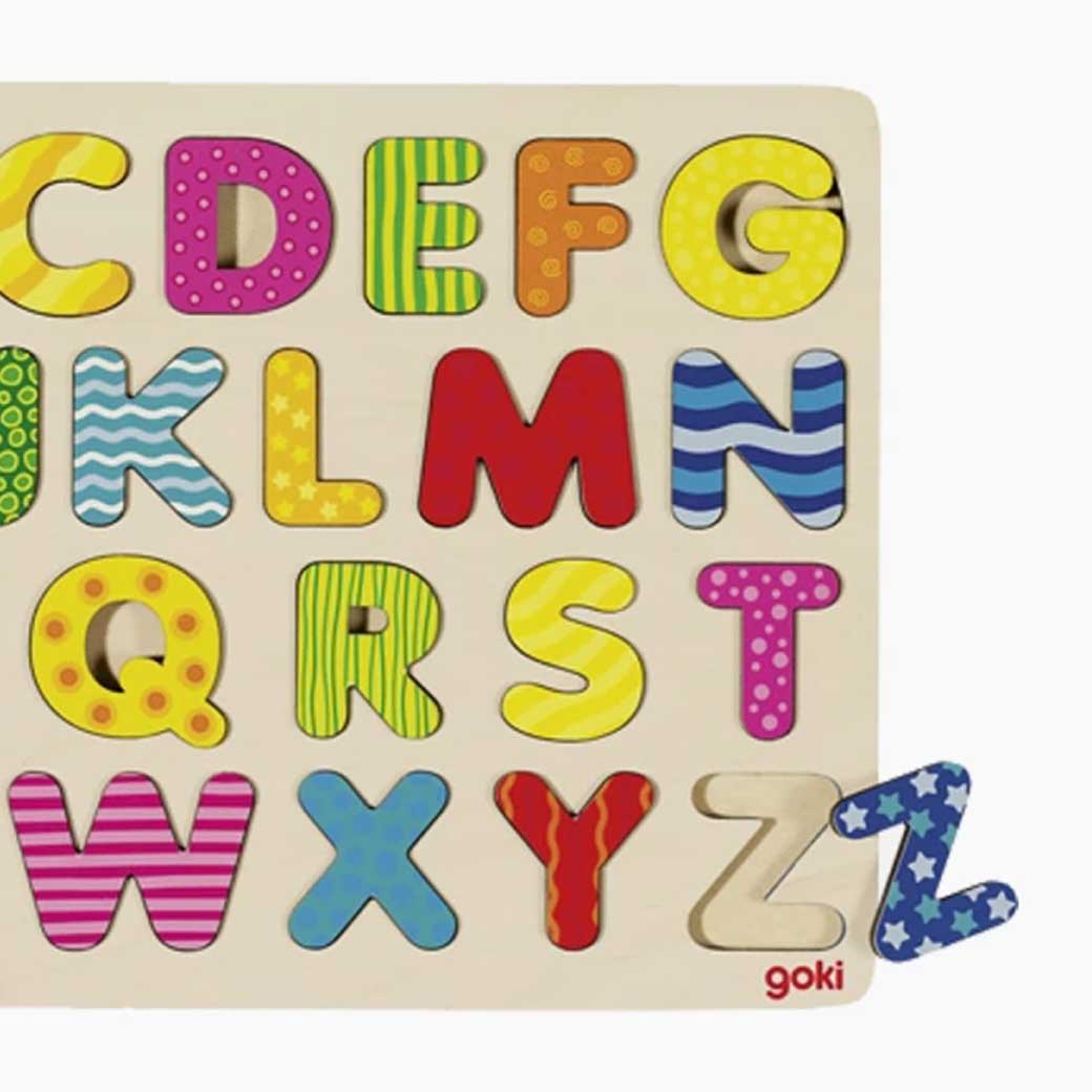 Puzzle Alphabet aus Holz – farbige Buchstaben für Kinder ab 3 Jahren