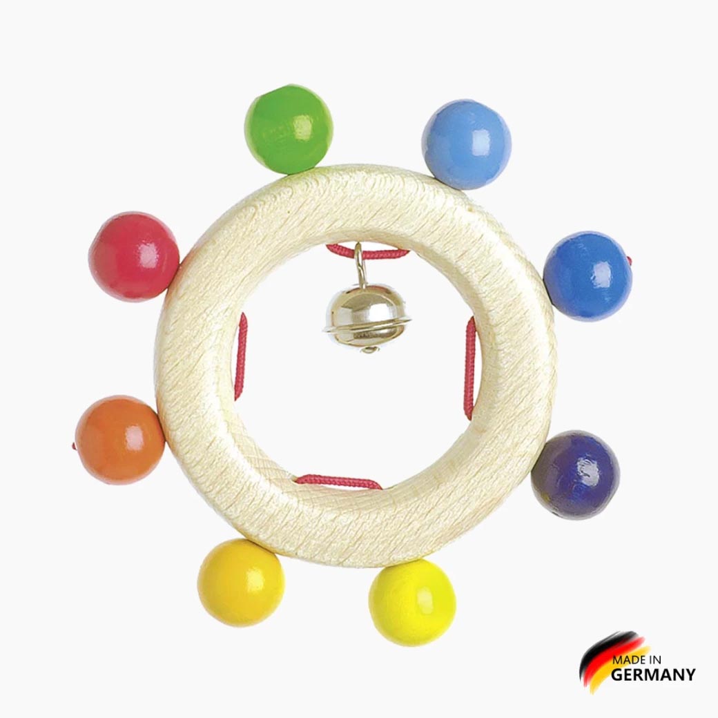 Regenbogen Perlen: farbiges Baby-Greifspielzeug aus Holz