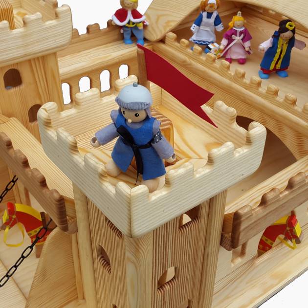 Weihnachten geschenke Holz Holzspielzeug Ritterburg mit 5 Rittern Figuren