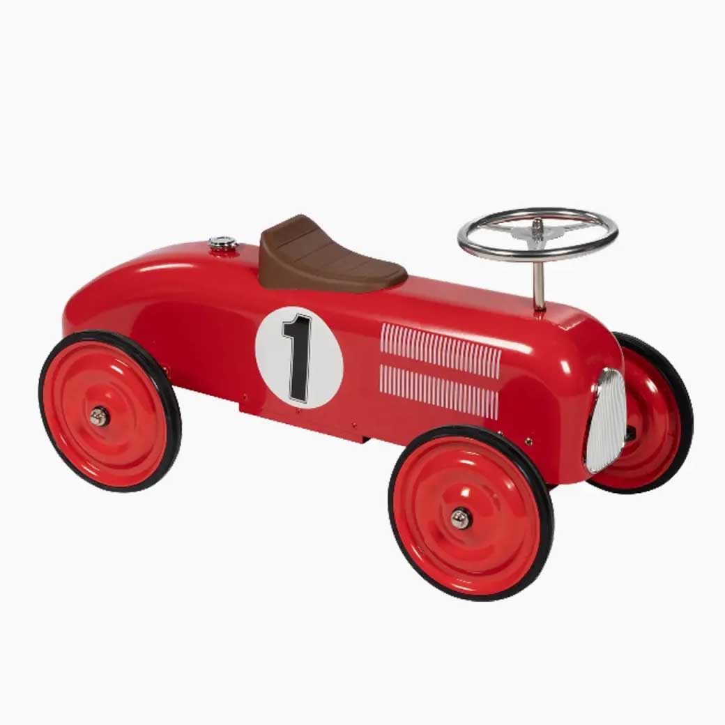 Rutscherfahrzeug Rot von goki in klassischer Seitenansicht