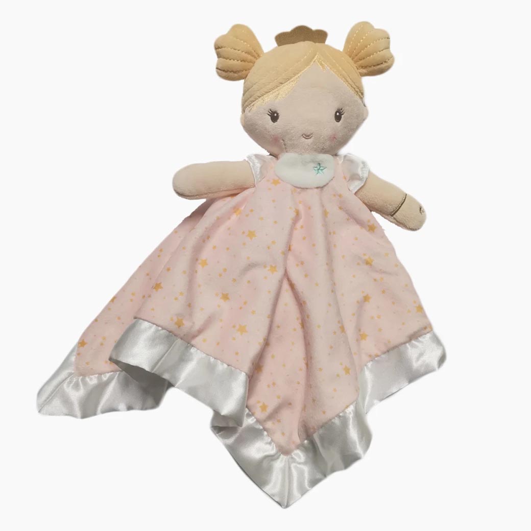 Schlummer Prinzessin Noa – Baby-Schmusetuch aus Softvelours, Stoff und Plüsch