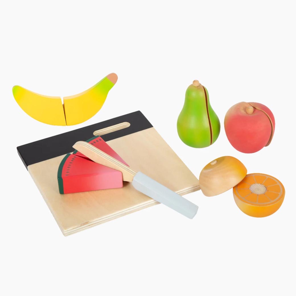 Schneide-Set Obst im Rollenspiel in der Kinderküche, Obst wird serviert