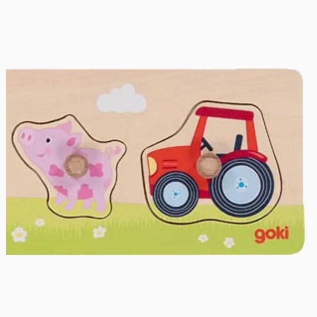 Steckpuzzle Auf dem Land – Einsatz im Alltag, Puzzlebrett aus Holz