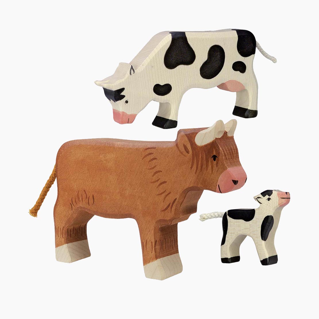 Tierset Rind Kuh und Kalb im Spiel: führen, füttern, versorgen