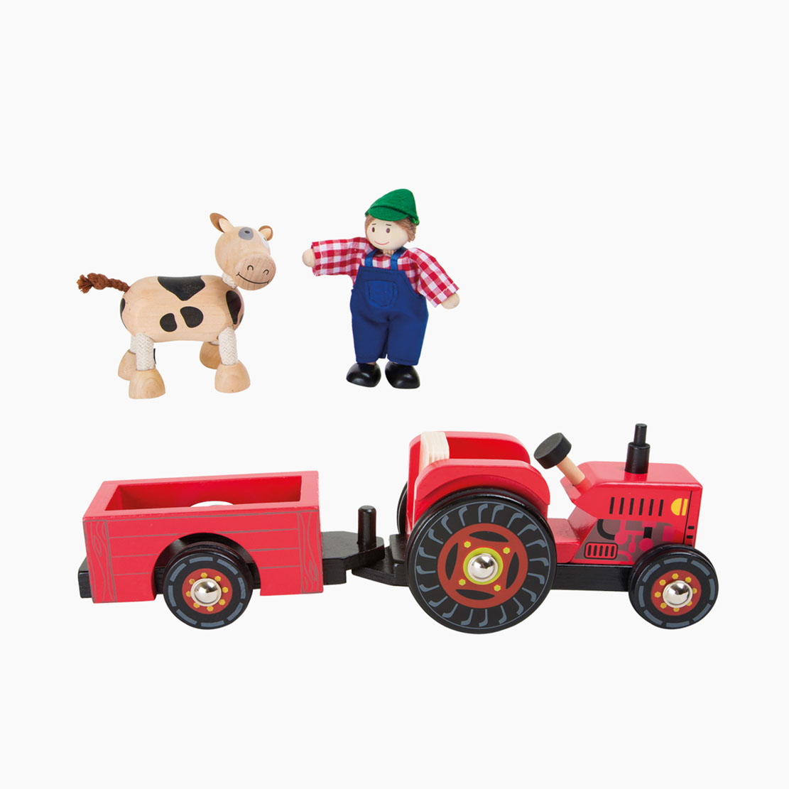 Traktor-Set: Fahrzeug mit Anhänger, Figur und Tier