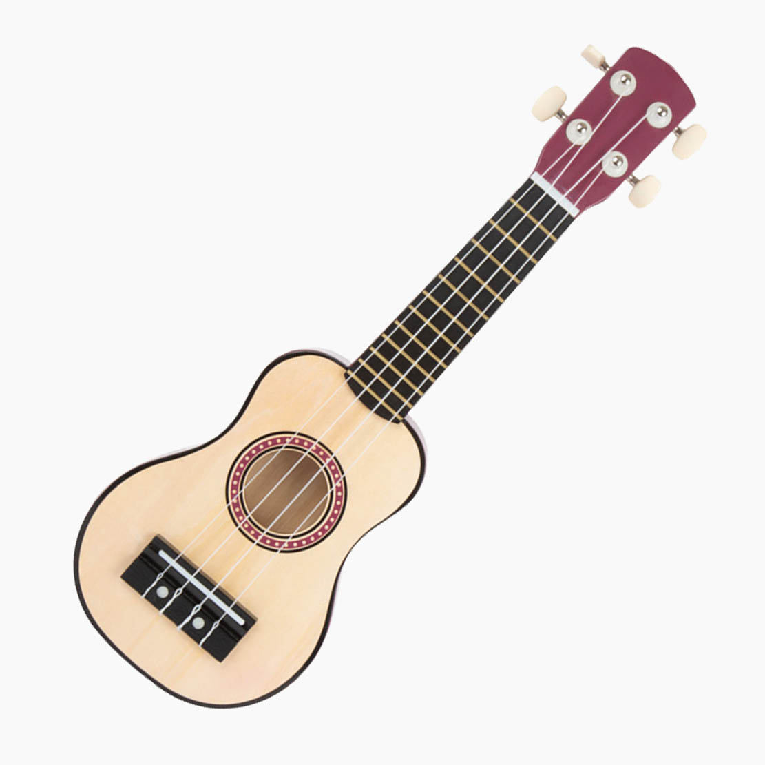 Ukulele 54cm – Detailansicht von Korpus, Griffbrett und Saiten