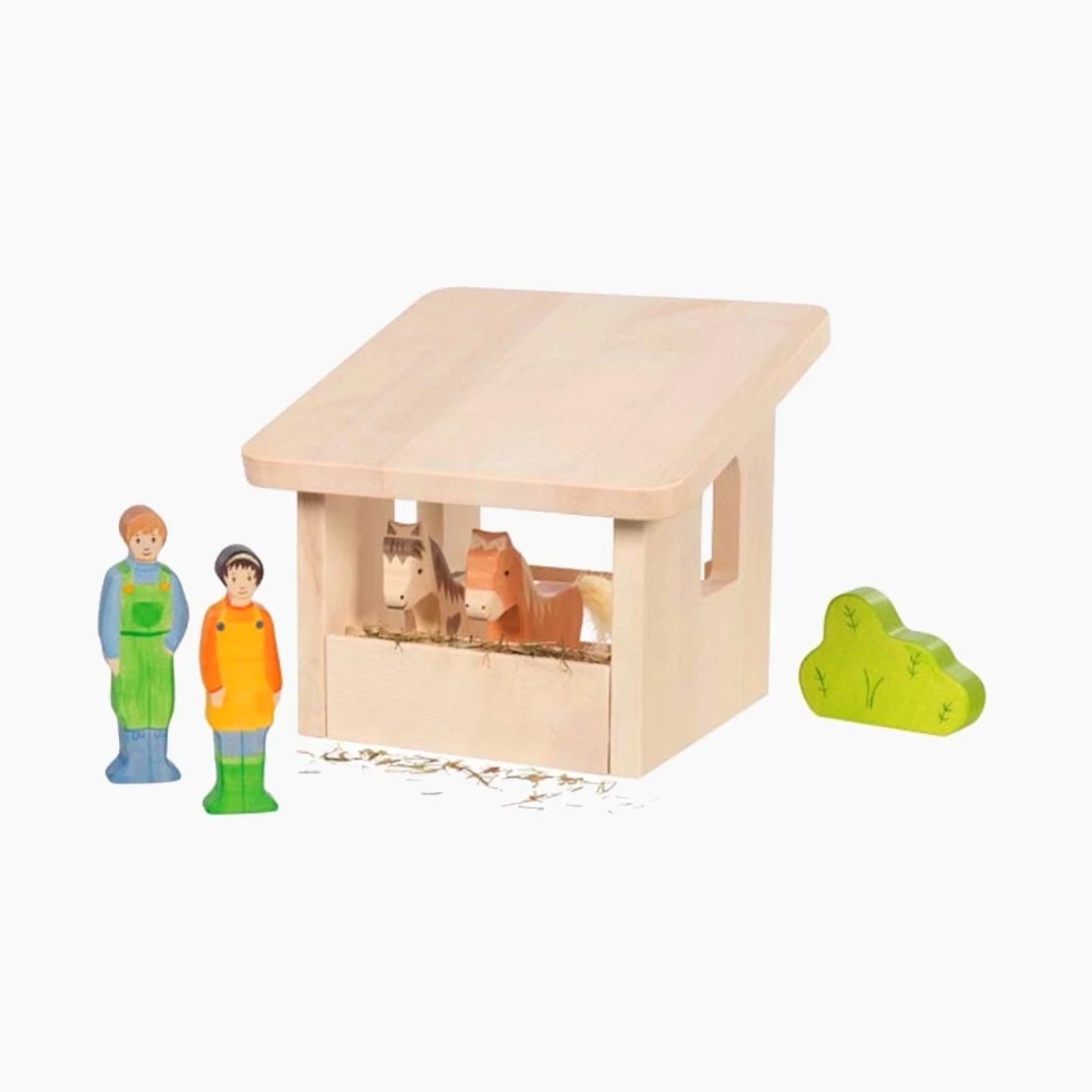 Unterstand für Tiere: Holz-Stall als Spielkulisse für Figuren