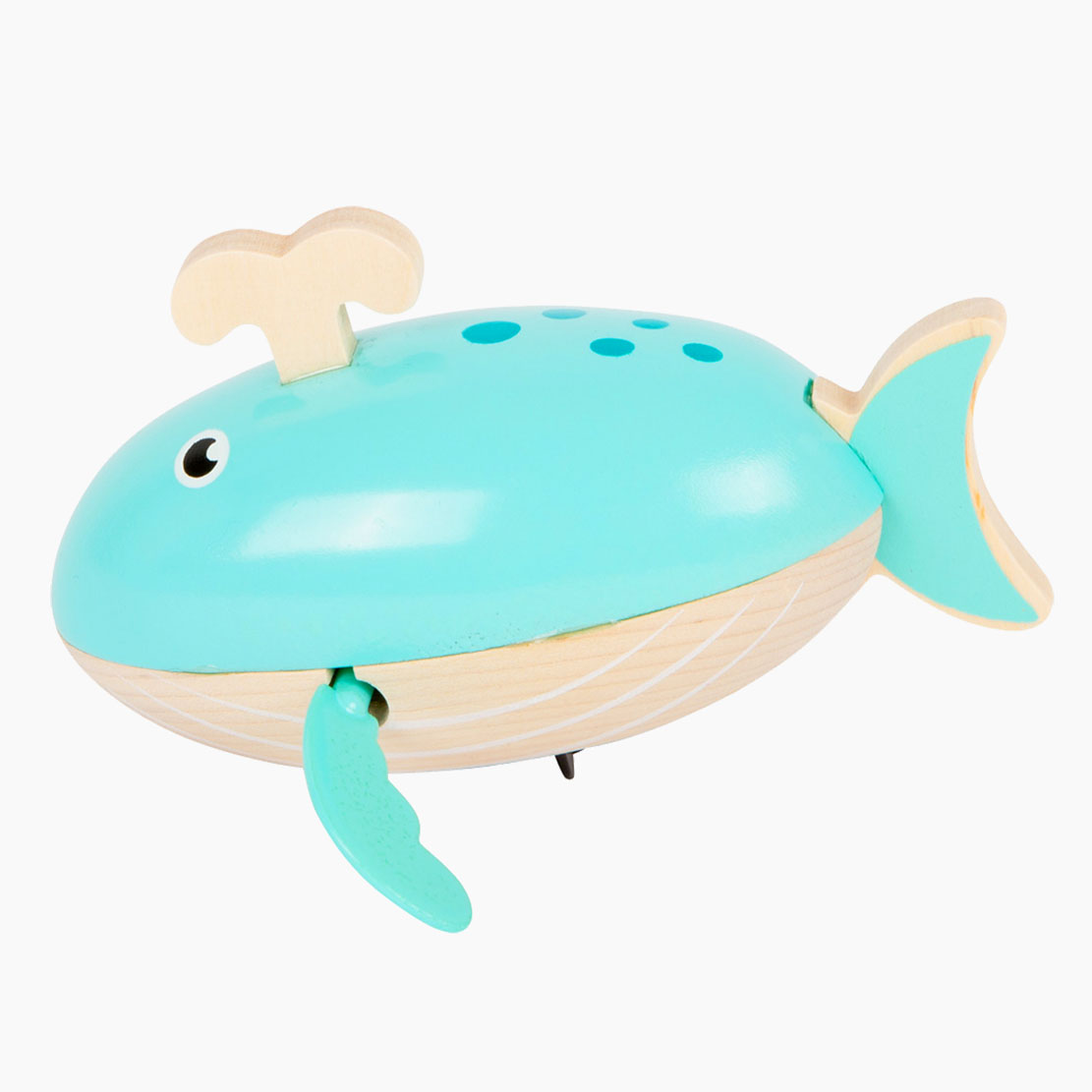 Spielszene mit Aufzieh-Wal in der Badewanne