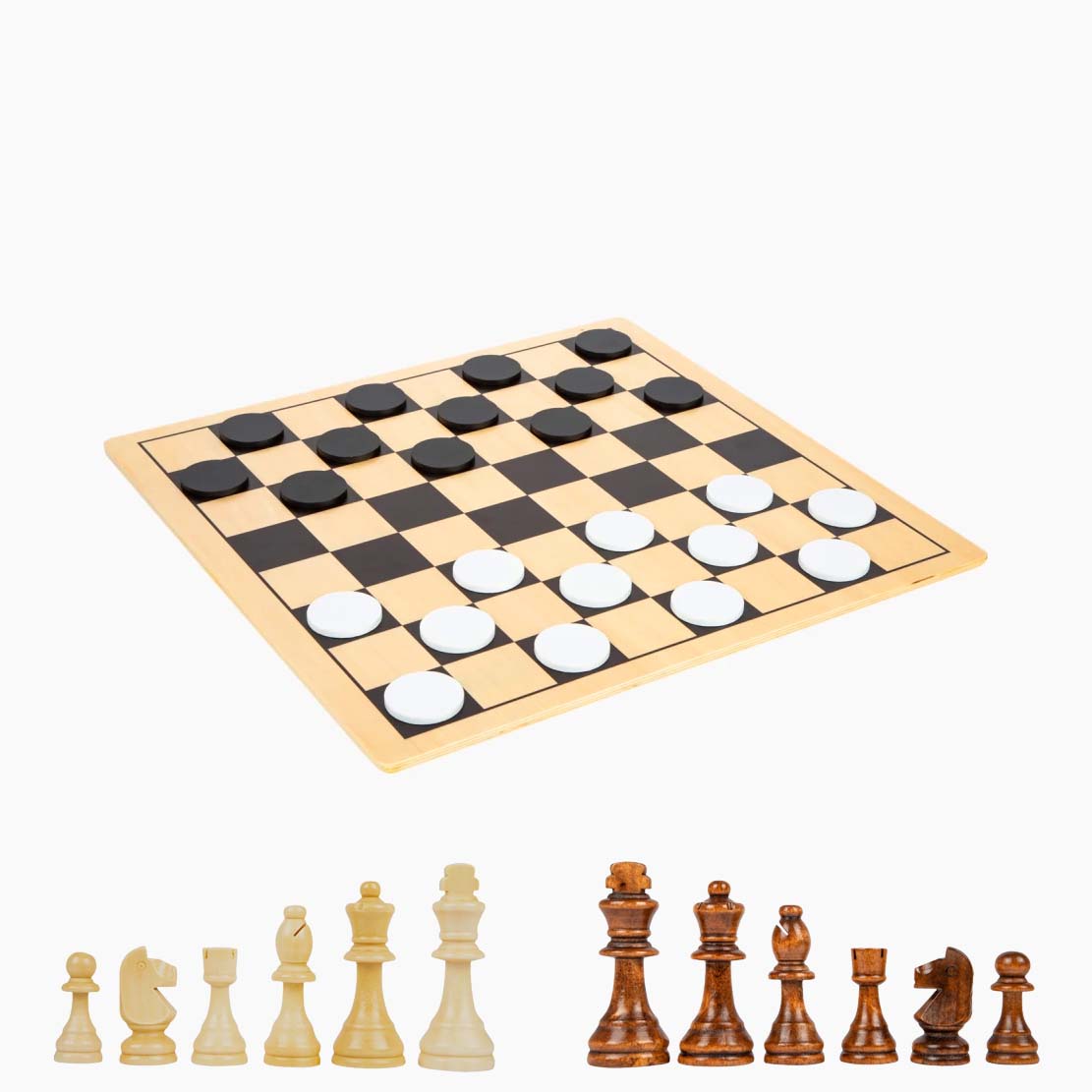 XXL Schach & Dame – komplettes Set mit großem Spielbrett und Aufbewahrungsbeutel