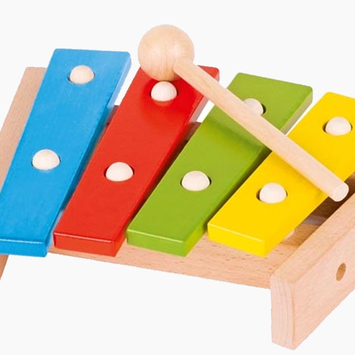 Holzxylophon von goki mit vier farbigen Klangplatten