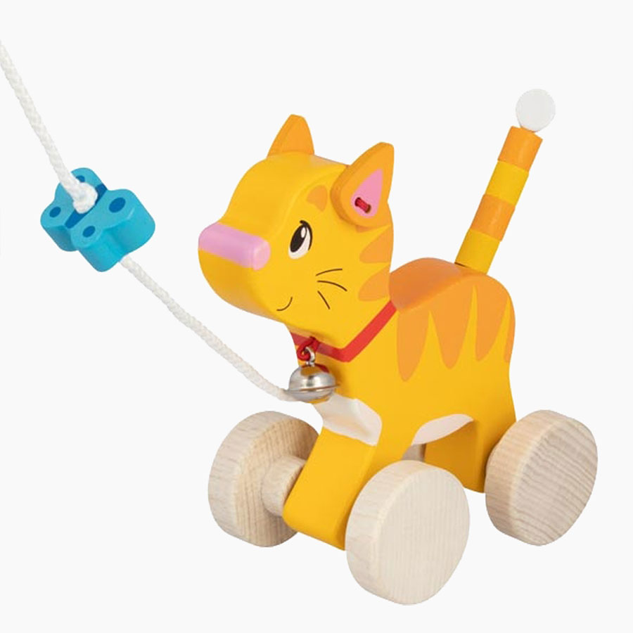 Ziehkatze Holz Spielzeug Kinder ziehen