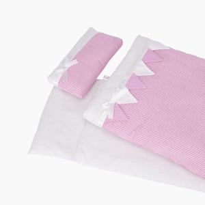 Puppenbettzeug rosa Streifen