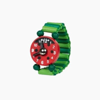 Holzuhr mit elastischem Armband Pink