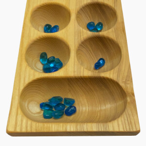Kalaha Star Esche mit 80 Glassteinchen