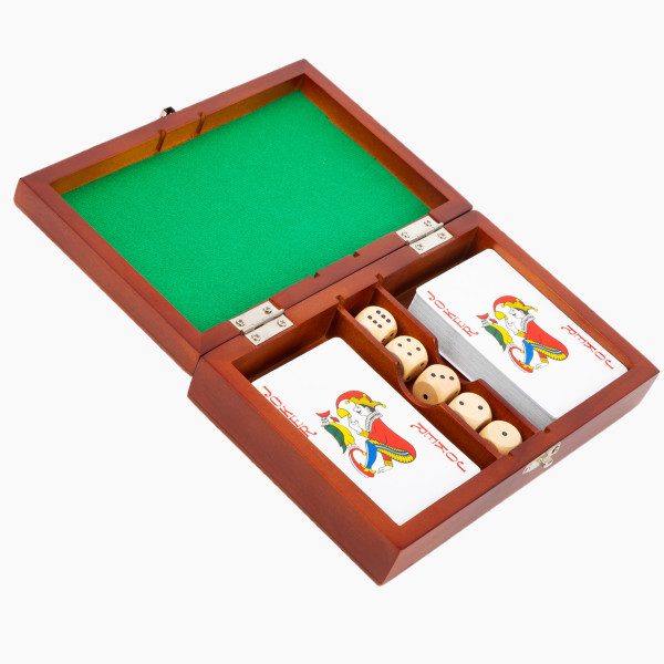 Spielbox Karten und Würfel